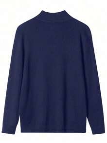 GRDR Men's Casual Long Sleeve Half-Zip Sweater, Versatile Daily Wear Knit Sweater - Navy Blue - View 3