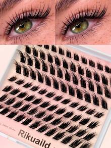 Rikuaild 96 Pcs Wet Lashes,Fox Eye Lashes,Natural Makeup Effect, Reusable,Create A Light, Elegant And Looming Spike Effect,For Beginners Easy To Use Salon-Quality Long-Lasting False Eyelash Extensions - D - View 5