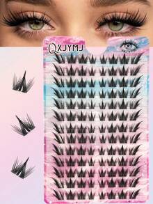 104pcs Korean Style Exquisite Black Anime False Eyelashes, C Curl Natural Dynamic Curly Design, Reusable For Beginners - C - View 6