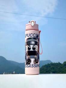 1pc Cartoon Water Bottle With Cute Animal Pattern, Capybara Design, Kindergarten, Toddler, Sports Water Bottle - 800ml, Straw Cup, With Carrying Strap, Leak-Proof, Anti-Drop, Portable, Suitable For Travel And Outdoor Activities - Multicolor - View 7