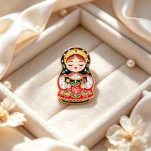 Cute Matryoshka Doll Enamel Pin, Russian Nesting Doll Lapel Brooch, Folk Art Decor Badge For Backpack Denim Jacket Hat, Lovely Gift For Man Women - Multicolor - View 3