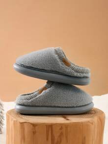Unisex Plush Slippers For Autumn/Winter, Comfortable Plush Lining Slippers With EVA Sole Suitable For Men And Women, Ideal For Cold Weather, Perfect Gift For Family And Friends - Grey - View 7