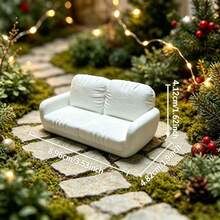 2-Seater Sofa Miniature Model, Size 3.53inch*1.9inch*1.62inch, Christmas Theme Moss Miniature Landscape Building Accessory - A - View 5