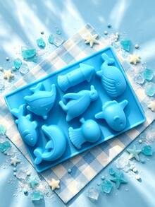 8-Cavity Ocean Fish & Dolphin Silicone Cake Mold, Marine Animal Shaped Dessert Mold, Multi-Purpose Mold Suitable For Chocolate, Gummy, Jelly, Pudding, Mini Cakes And Candy Making, DIY Home Baking Tool - Multicolor - View 6