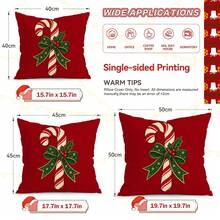 4pcs/1pc Christmas Candy Cane Pattern Pillow Case, No Insert, Single-Sided Printed Pillow Case, Suitable For Living Room, Bedroom, Home Decor, All Season Pillow Case - Multicolor - View 2