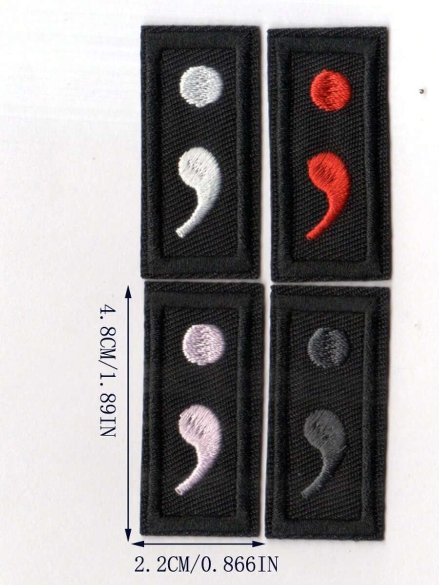 4pcs Colon Pattern Iron-On Patches - DIY Embroidery Patches, Sewable Iron-On Heart Patches, Suitable For Clothes, Jackets, Hats, Backpacks, Jeans, Decorative Badges - Ironing Style - View 1