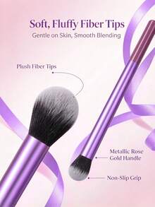 10pcs High-End Makeup Brush Set, Professional Makeup Brushes, Soft Bristles, Suitable For Foundation, Blush, Eyeshadow, Complete Makeup Set - Purple - View 6