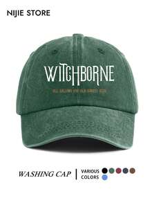 1pc Unisex Vintage Washed Baseball Cap With WITCHBORNE Graphic Print, Soft Comfortable Adjustable Classic Dad Hat, Outdoor Casual Wear Baseball Cap Suitable For Daily Use, Warm Windproof Hat, Perfect Halloween Gift For Friends - A - View 10