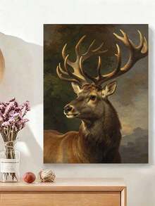 DIY Paint By Numbers Kit, Vintage Stag Deer Portrait Forest Oil Painting Canvas Wall Art Home Decor Gift - A - View 2