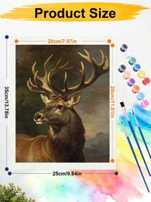 DIY Paint By Numbers Kit, Vintage Stag Deer Portrait Forest Oil Painting Canvas Wall Art Home Decor Gift - A - View 6