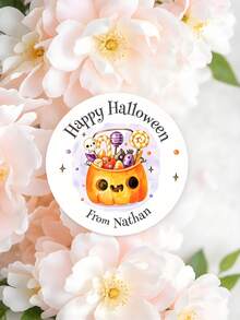 Personalised Halloween Cute Pumpkin Stickers Trick Or Treat Stickers Halloween Sweet Stickers - Multicolor - View 6
