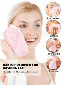 12pcs Reusable Makeup Remover Pads With Edge Design, Slouchy Washable Makeup Remover Pads, 6/4/2/1 Pc Set - Multicolor - View 2