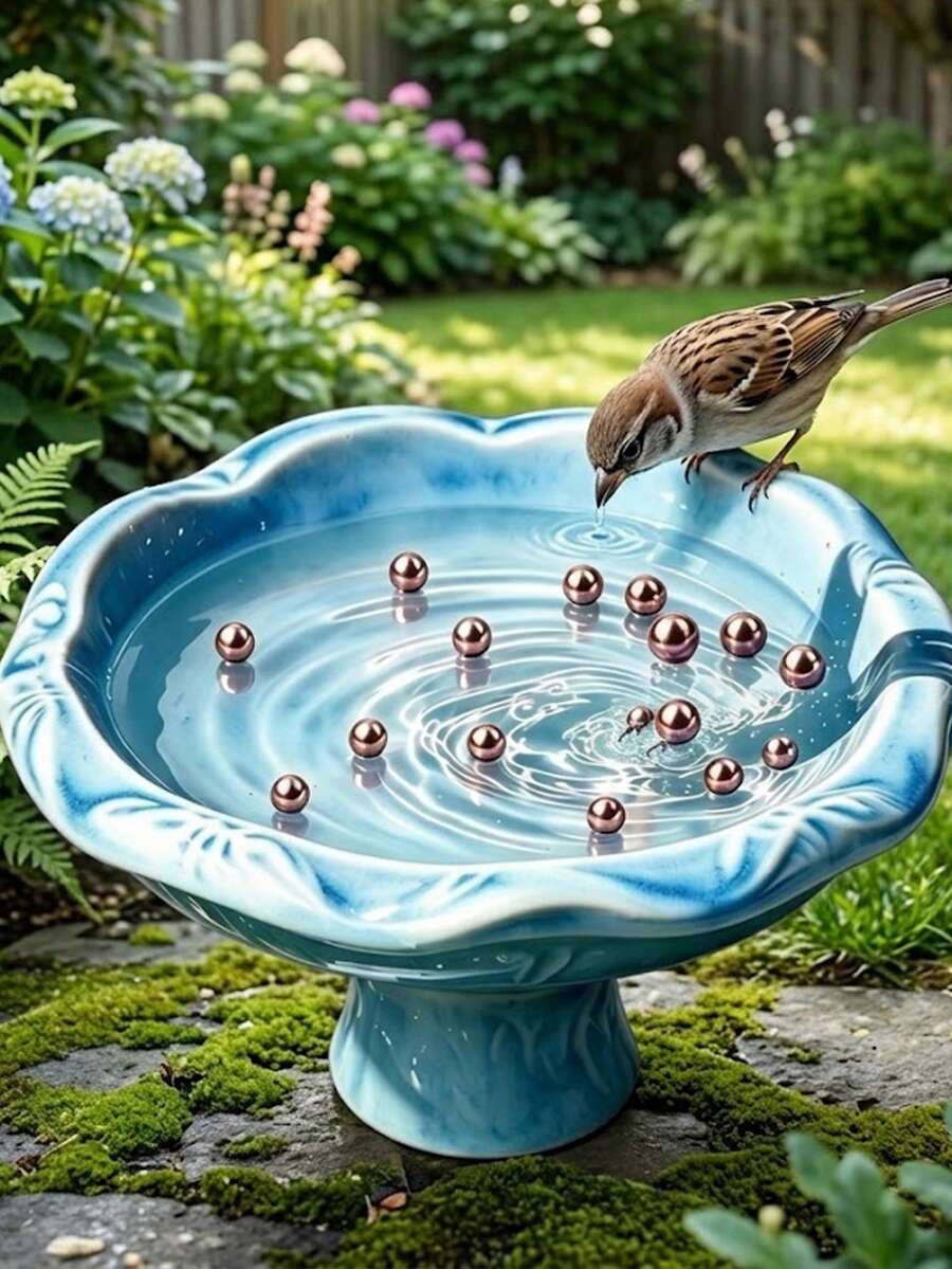 Pure Copper Water Purifier Balls 2mm Smooth Hollow Beads For Bird Bath Fountain Prevent Green Algae Keep Water Clean Pet Drinking Bowl Dispenser Purifying Filter Cleaning Accessories - Style A - View 1