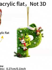The Grinch 30PCS Flat Green Monster Letter Christmas Tree Decorations Hanging Ornaments Crafts - Multicolor - View 21