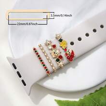 4pcs Christmas Theme Watch Band Decorative Studs Cute Santa Claus Snowflake Metal Accessories Suitable For All 22MM Watch Bands DIY Decoration Buckle - Gold - View 2