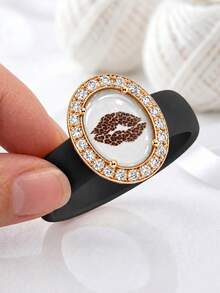 1 Buah Cincin Silikon Wanita Bertema Musik, Cincin Silikon Motif Bibir Leopard dengan Hiasan Berlian Imitasi Oval, Gaya Y2K yang Dipersonalisasi, Cocok untuk Pesta, Kencan, dan Pemakaian Sehari-hari, Alternatif Sempurna untuk Cincin Logam - cincin silikon - View 7