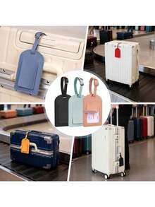 3pcs PU Leather Luggage Tags, Writable & Adjustable, Suitable For Backpacks, Airline Luggage, Mother's Day Gift, Travel Essentials, Father's Day Gift, Travel Must-Haves, Cruise Essentials - View 4