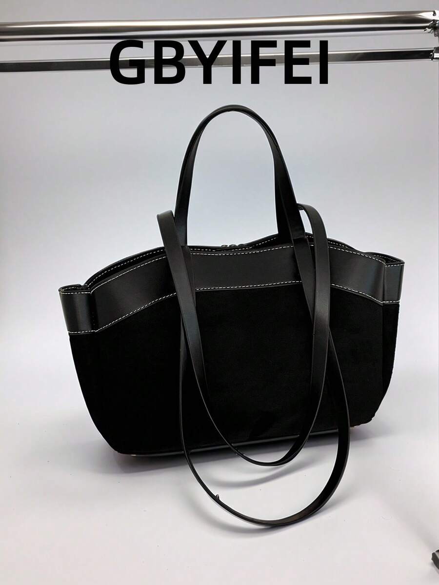 New Large Capacity Women's Fashion Handbag, Shoulder Underarm Bag, Minimalist Commuter Tote Bag - Black - View 1