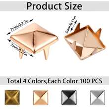 400Pcs 7mm Studs For Clothing, Metal Studs Spikes Rivets 4 Prong Metal Nailhead Stud For Leather Crafts Bags Shoes Punk Spikes Accessories DIY Decoration - A - View 2