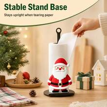 Christmas Theme Vertical Kitchen Paper Towel Holder, Available In Santa Claus And Christmas Tree Styles, Holiday Design, Paper Towels Not Included, Desktop Vertical Kitchen Paper Roll Holder, Christmas Home Desktop Atmosphere Decoration - Multicolor - View 3