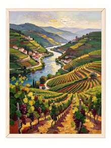DIY Paint By Numbers Kit, European Vineyard Valley River Town Landscape, Impasto Oil Painting Canvas Wall Art Home Decor Gift - A - View 4