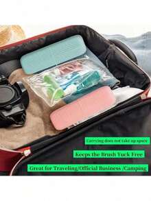 2pcs/1pc Portable Travel Toothbrush And Toothpaste Storage Box, Travel Toothbrush Holder With Lanyard, Suitable For Camping, Business Travel, Home Use, Multi-Functional Portable Travel Toiletries Storage Cup, Essential Travel Accessory And Bathroom Accessory, Home Daily Use Toothbrush And Toothpaste Integrated Storage Cup, Back To School Essential - View 9