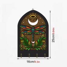 1pc 2D Flat Bohemian Style Wooden Key Hook Rack Home Decor Key Holder - Multicolor - View 12