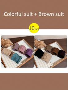 10/20Pcs Multi-Color Wide Elastic Hair Bands, Comfortable No Slip Hair Ties, Simple Solid Ponytail Holders For Casual Daily Hairstyles - Multicolor - View 9