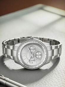 Fossil Women's Multifunctional Quartz Watch, Stainless Steel Band, Silver Radial Dial, Crystal Bezel, Elegant Style, Suitable For Formal Events And Casual Wear - Silver - View 4
