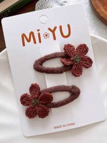 2pcs Embroidered Floral Hair Clips, Sweet Bangs Clips, Side Hair Clips, Hair Accessories - Multicolor - View 11