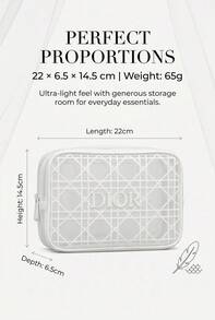 Dior Cannage Pattern Translucent Mesh Cosmetic Pouch, Classic Lattice Cannage Embossed Logo Zipper Portable Travel Makeup Storage Pouch For Ladies Daily Use - White - View 10