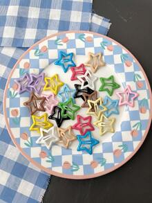 50pcs Random Hollow Star Hair Clips, Random Color Snap Clips, Cute Millennium-Style Hair Accessories, Fashionable Decorative Hair Clips For Daily Wear - Multicolor - View 3