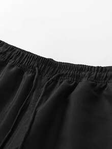 Men's Cargo Pants, Black Outdoor Loose Fit Sports Pants, Straight Leg Wide Leg Long Pants, Drawstring Waist Multi-Pocket Casual Pants, Slimming Versatile Daily Commute - Black - View 5