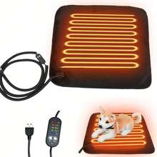Pet Heating Pad 5V USB Electric Pet Mat, Suitable For Small Dogs And Cats, With Anti-Bite Cord, Soft Faux Rabbit Fur, 45x45cm/17.7x17.7inch, 10W - Multicolor - View 2