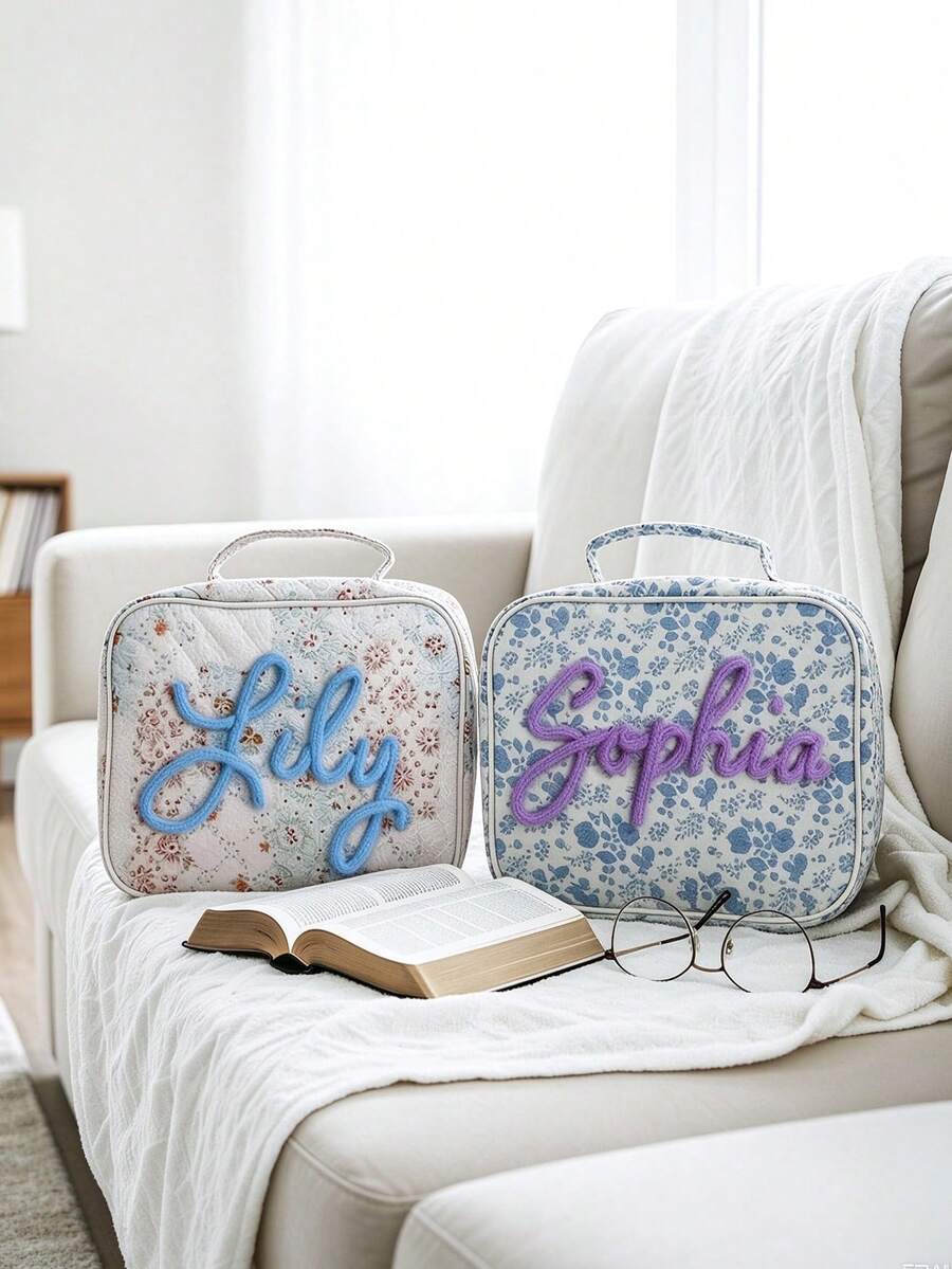 1pc Personalized Customized Name Bible Storage Bag - Large, Quilted Fabric, Perfect Gift For Christian Women And Girls - Multicolor - View 1