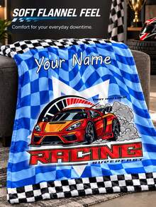 1pc Personalized Customized Text Blanket, Racing Pattern Commemorative Blanket, Wall Hanging, Photo Portrait Blanket Design, Suitable For Girls, Boys, Adults, Valentine's Day, Lightweight, Baby Blanket, Suitable For Mother's Day, Birthday, Children's Day, Father's Day, Graduation, Wedding, Christmas, Halloween - Multicolor - View 10
