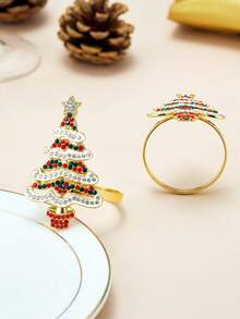 Tkvega • Home 12pcs Christmas Tree Napkin Rings, Christmas Napkin Rings And Napkins Set, Christmas Dinner Table Decor, Suitable For Room Decor, Table Decor, Home Decor, Perfect For Christmas, Party, Birthday, Wedding And Dinner Buffet Table Elegant Minimalist Decoration - Multicolor - View 5