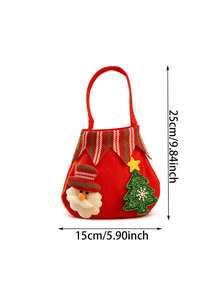 3pcs Christmas Felt Tote Gift Bags, Santa Claus Snowman Reindeer Pattern Christmas Tote Storage Bags, Portable Reusable Holiday Gift Bags, Suitable For Christmas Party, Gift Storage And Decoration - Multicolor - View 3