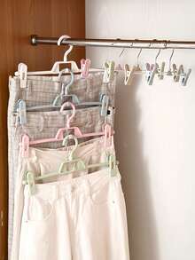 Rotating Pants Hangers With Non-Slip Clips Adjustable Clothes Hangers For Skort Jeans Skirt Jacket Legging Organizer Seamless Telescopic Wardrobe Storage Hanger Multifunctional Pants Clip For Bedrooms Apartments Balconies Storage Home Decor - Multicolor - View 10