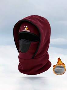 1pc Unisex Multi-Functional Cold-Proof Letter Print Balaclava Hat, Warm Hooded Cap For Autumn/Winter, Suitable For Daily Wear, Outdoor Activities And Cycling - Multicolor - View 6