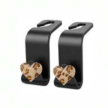 2pcs Leopard Print Heart Car Seat Back Hooks, Hidden Multifunctional Creative Small Hooks - A - View 7