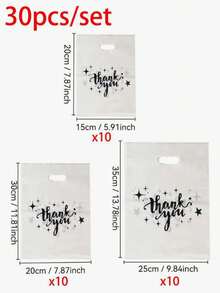 Bộ 150 túi quà nhựa màu trắng thiết kế "Thank You", bền thời trang tái sử dụng được, 3 kích cỡ (nhỏ, vừa, lớn), phù hợp cho đóng gói bán lẻ hoặc cửa hàng quà tặng, túi quà, gói quà, đóng gói thời trang, cấu trúc chắc chắn, cỡ nhỏ - Túi quà màu trắng - Xem 8