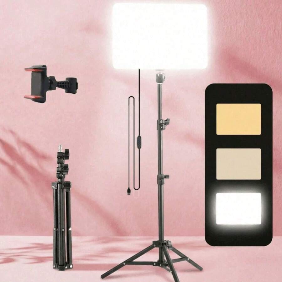 10inch Video Fill Light | LED Photography Fill Light, With 43.3-Inch Adjustable Tripod And Phone Holder, USB Powered, Suitable For Studios, Flash Photography, Makeup, Meetings, Group Selfies.The Tripod Is Compatible With Apple Devices And Smartphones - A - View 1
