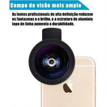 Kit Lente para Celular 2 em 1, Grande Angular 0.45X + Macro, Lente Externa para Câmera de Smartphone com Clipe e Bolsa de Armazenamento - preto - Visão 3