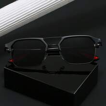 1PC Men's Double Bridge Korean Style Half-Frame Polygon Glasses, Vintage Double Bridge Eyebrow Frame Premium Outdoor Glasses, Unisex Premium Glasses - Multicolor - View 2