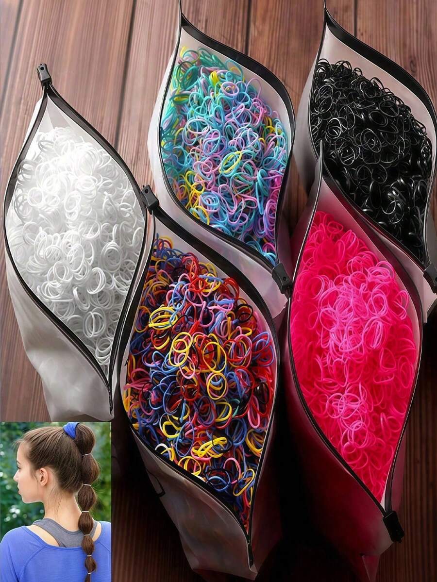 Disposable Rubber Bands, Small Leather Hair Ties, Girls Hair Ropes, Hair Accessories, Hair Ropes - Multicolor - View 1