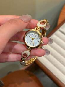 1pc Women's Quartz Watch, Vintage Fashion Minimalist Style, Daily Wear, Bracelet Watch, Holiday Gift Choice - Gold - View 8
