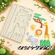 1pc Simple Cartoon Animal Series Element Silicone Mold, Giraffe, Elephant, Lion, Element Decoration, Can Be Used To Make Clay Cartoon Props, Resin Droplet Art Pieces, Simple Demolding, Reusable Mold. - Beige - View 3