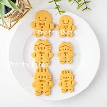 قالب تقطيع بسكويت رجل الزنجبيل على شكل قطة وأرنب لطيف، قالب خبز عيد الميلاد، طوابع نقش حيوانات للزنجبيل لتزيين كعكة العطلات وهدايا رأس السنة الجديدة - أبيض - مشاهدة 6