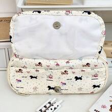 1pc Cartoon Puppy Print Multi-Layer Pencil Case, Large Capacity Compartment Student Stationery Storage Bag. Selected Smooth And Durable Fabric, Water-Resistant And Easy To Clean, Fresh Full-Print Puppy Pattern, Vivid And Delicate, Not Easy To Fade. Dual Compartment Multi-Layer Design, Front Transparent Visible Pocket For Easy Access To Small Items, Internal Mesh Compartment For Classified Storage, Spacious Main Compartment Can Hold Pencils, Erasers, Rulers, Sticky Notes And Other Learning Supplies. - Multicolor - View 4